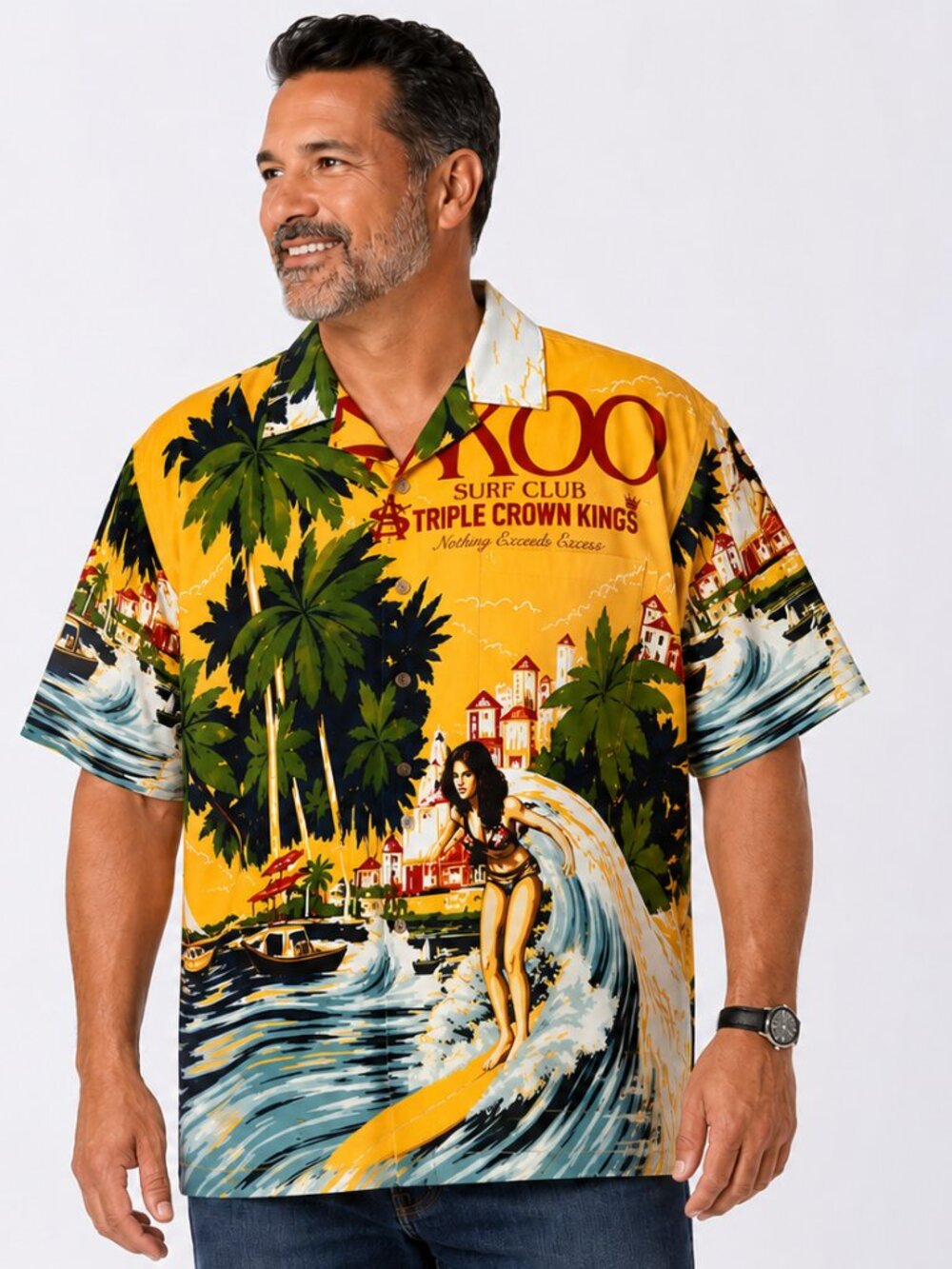 AKOO NWT Mens 2XL Hawaiian Shirt Triple Crown Kings Surf Club Tropical Button Up